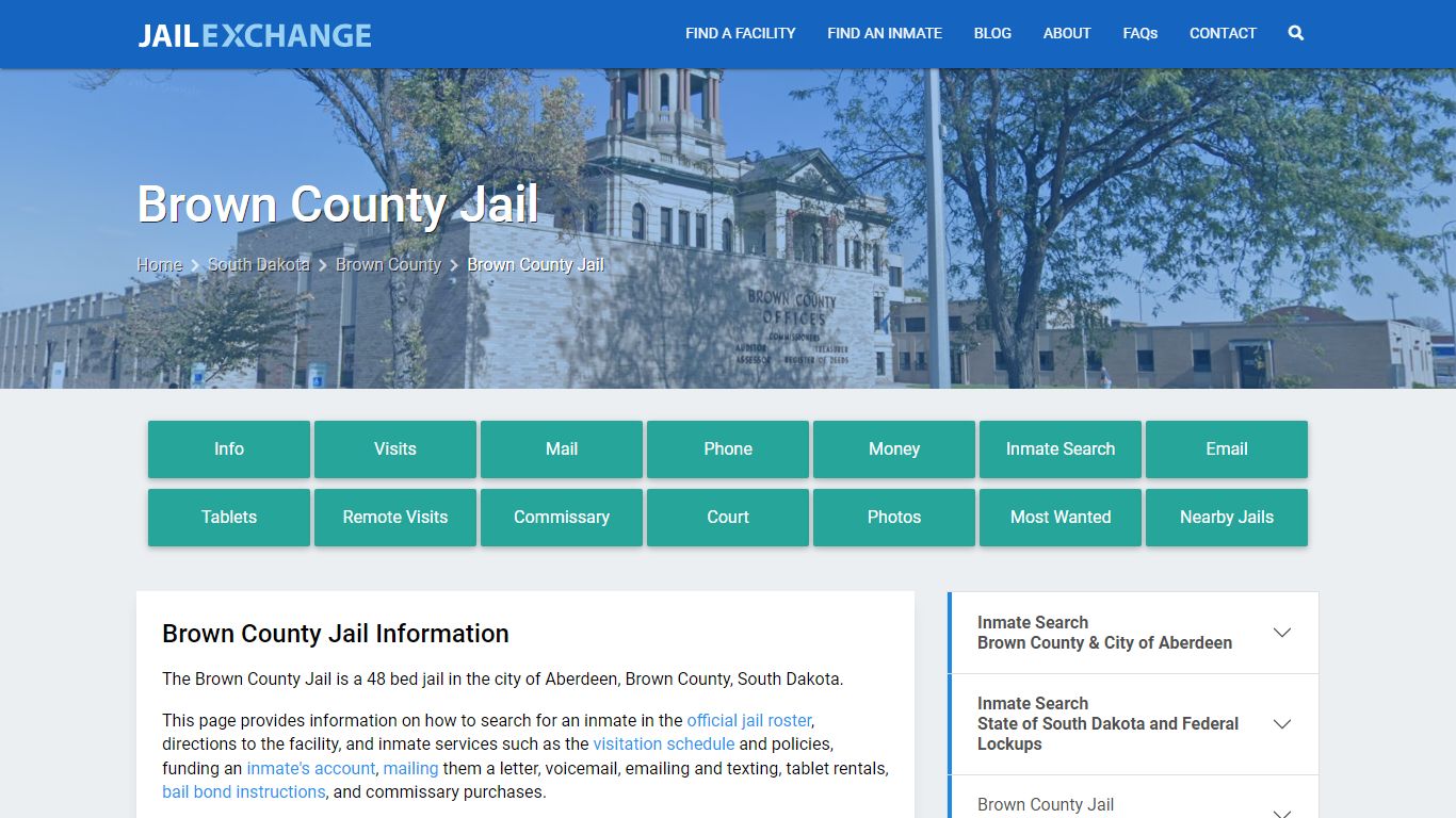 Brown County Jail, SD Inmate Search, Information